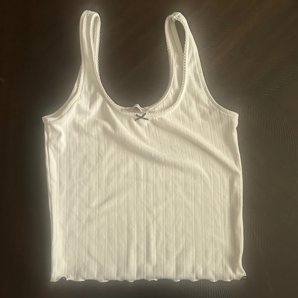 Abercrombie & Fitch Cream Ribbed Tank Top